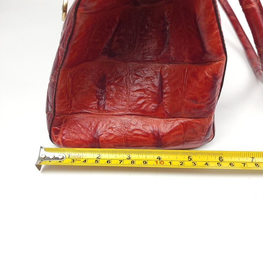 BRAHMIN Large Red Croc Embossed Luxury Leather Tote Shoulder Bag + Wallet Set - Picture 9 of 16
